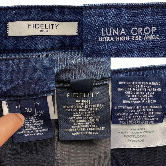 Fidelity Denim Luna Drop Ultra High Rise Ankle Skinny Ombre Dark Light Blue 30 - Picture 4 of 16